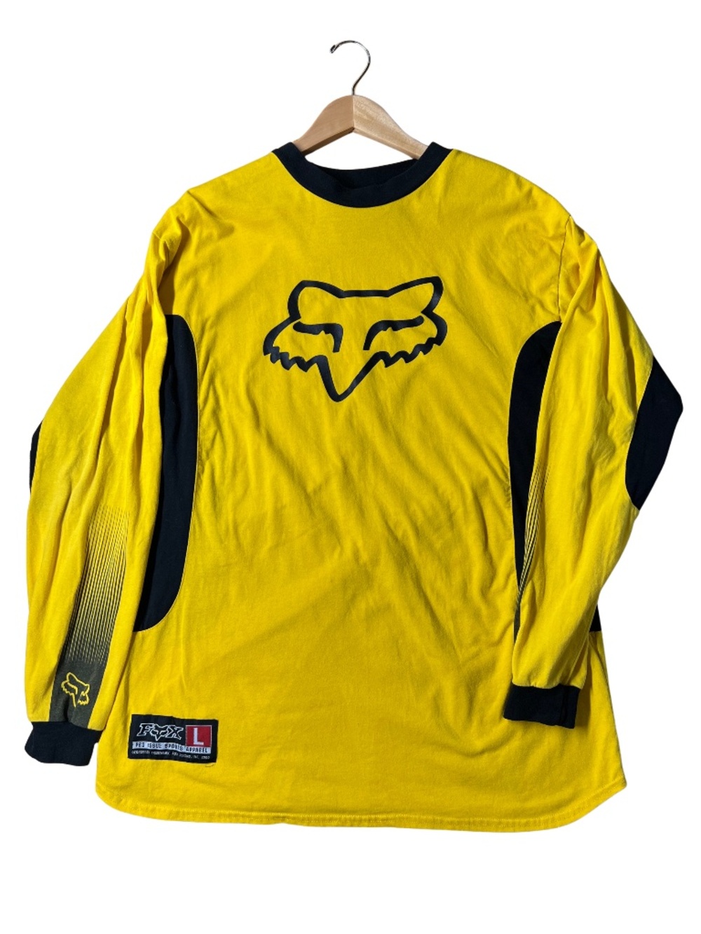 Vintage Fox Racing Mens Long Sleeve Graphic T-Shirt Black/Yellow Motocross Sz LG